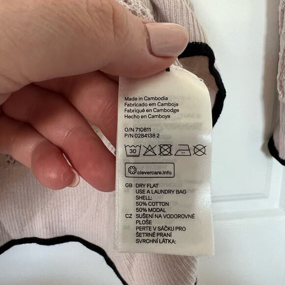 H&M Blush V-Neck 3/4 Sleeve Cardigan Sweater Size Large - Picture 5 of 9